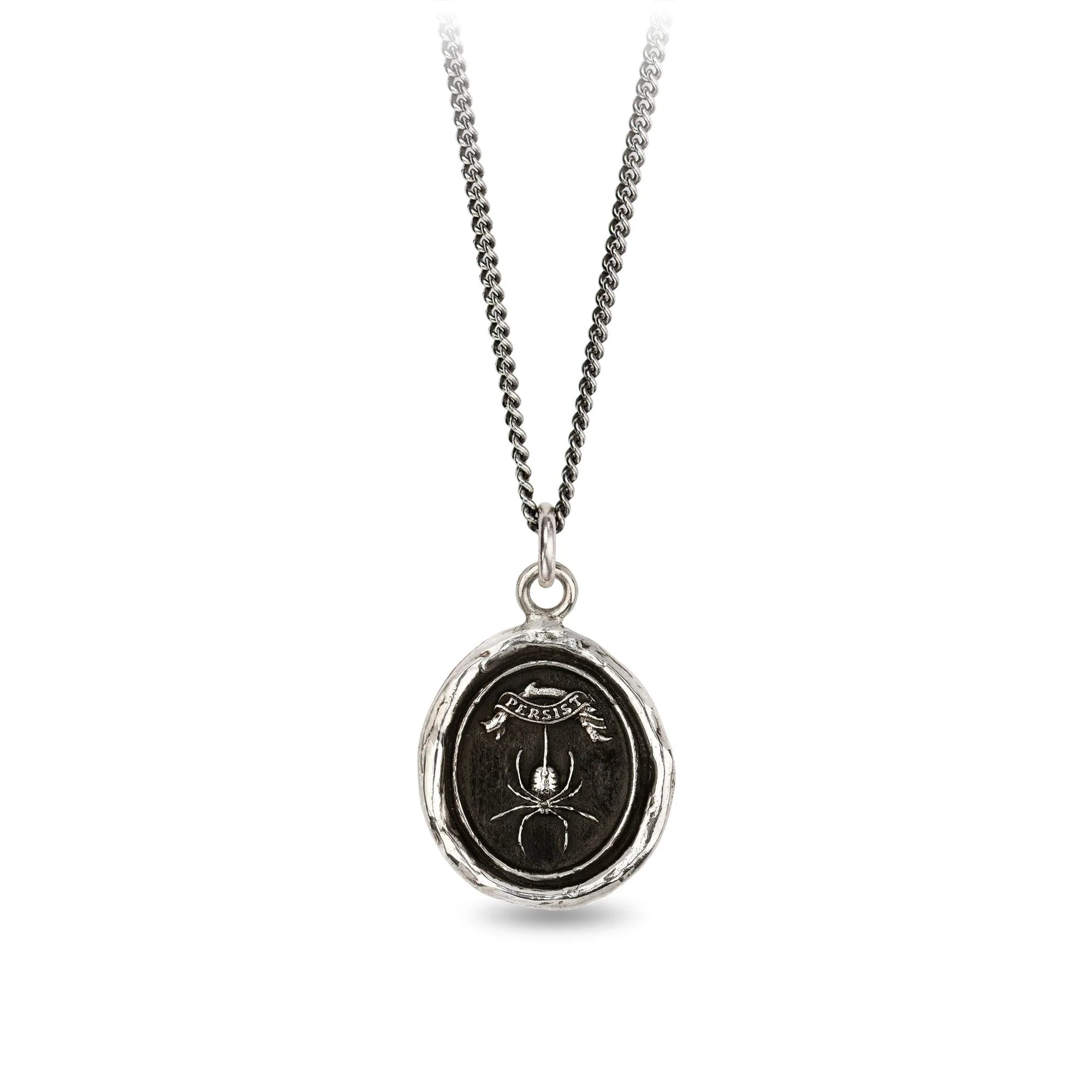 Unique Resin Bead Necklaces For Playful Looks-Pyrrha Sterling Silver "Persist" Talisman Pendant 18" Necklace