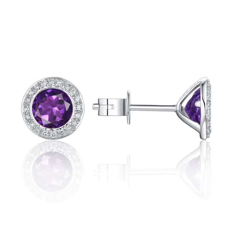 Trendy Gold Earrings For Women’s Fashion-Luvente AMETHYST 14K GOLD EARRINGS E01482-AM