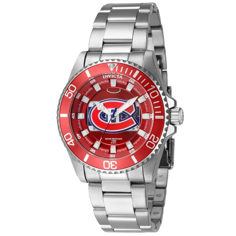 Watches In Silver-Invicta Women's Quartz Watch - NHL Montreal Canadiens Rotating Bezel Steel | 42229