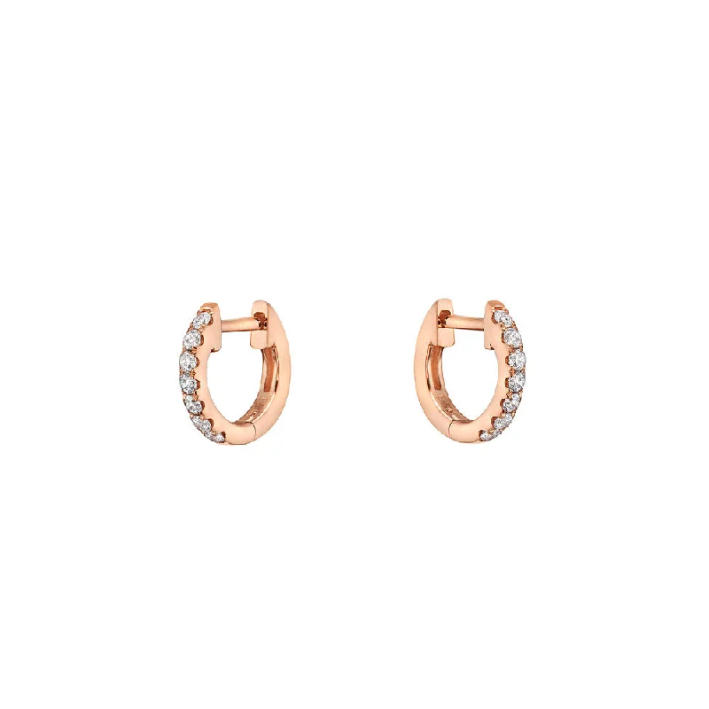 Luxury Diamond Earrings For Elegant Nights-14 Karat Rosé Gold Micro huggy earrings with diamonds