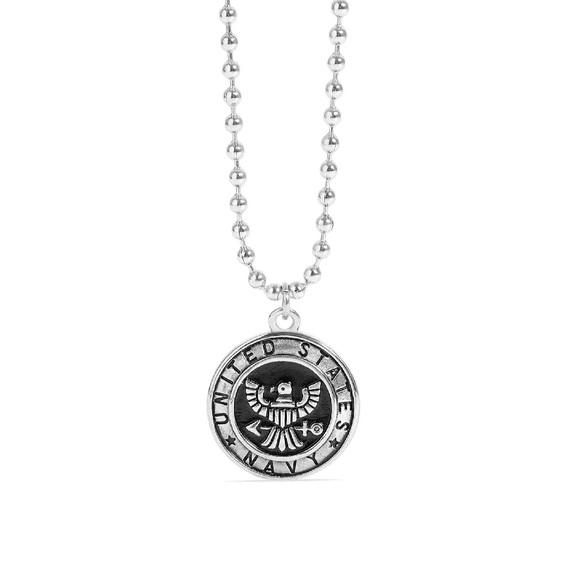 Custom Gold Necklaces For Thoughtful Gifts-United States Army Stainless Steel Polished Pendant with Ball Chain / CHJ4072