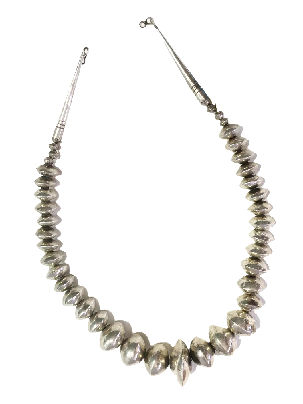 Fashionable Choker Necklaces For Summer-Vintage 24" Smooth Saucer Navajo Pearl Necklace