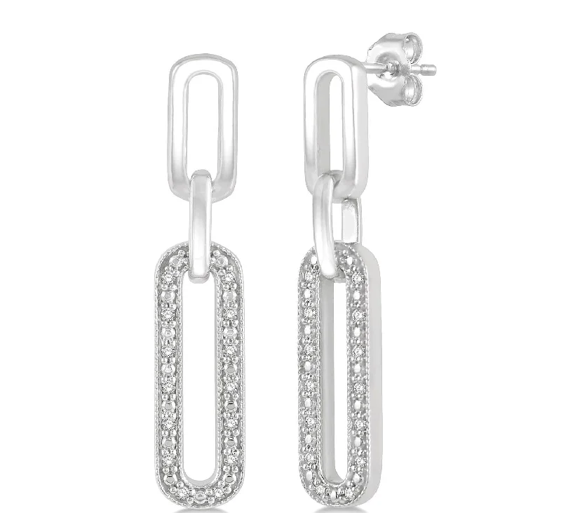 Colorful Earrings For Happy Vibes-Paper Clip Long Diamond Earrings - 1/10 Carat