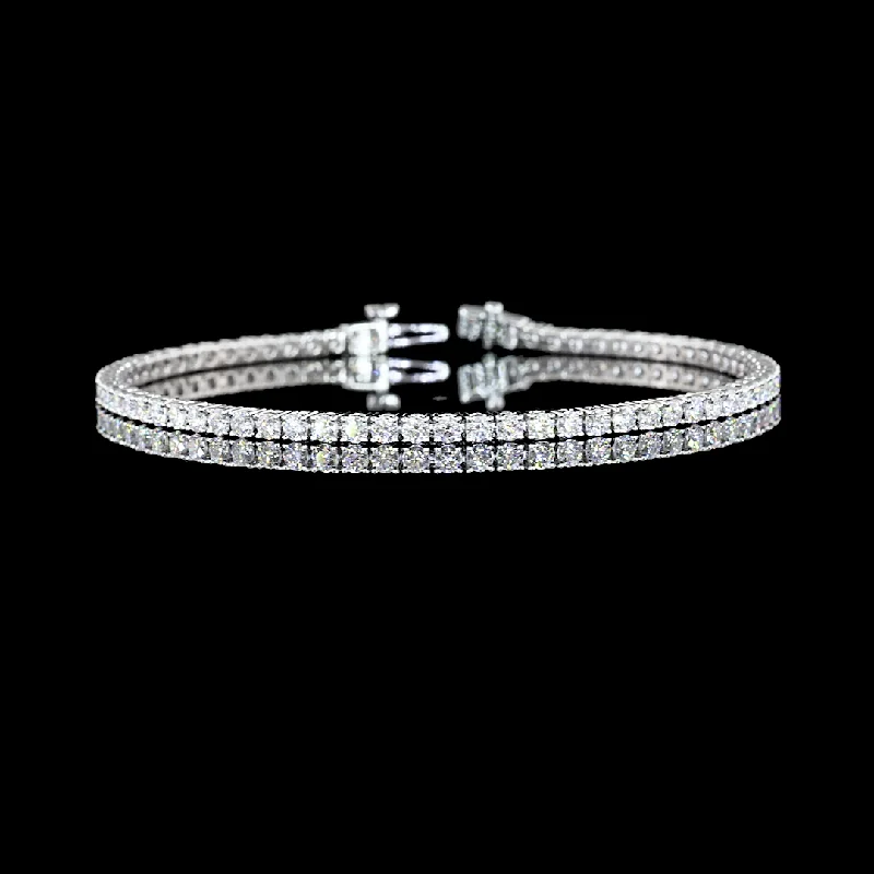 Bracelets For Sleek Looks-14K White Gold Lab Grown Round Diamond Tennis Bracelet BC1104