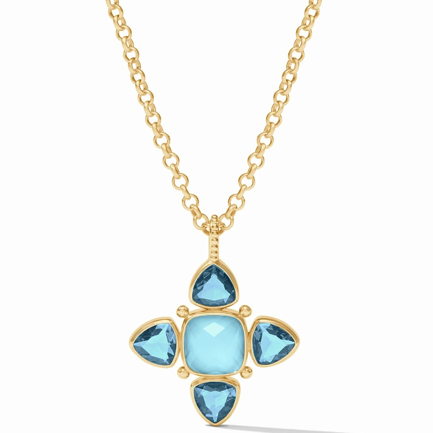 Bold Chain Pendant Necklaces For Statement Fashion-Julie Vos Aquitaine Pendant Necklace, Iridescent Capri Blue