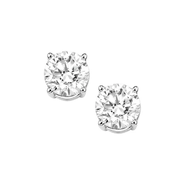 Chic Modern Earrings For Young Women-1/3 Ctw Round Diamond Stud Earrings in 14 Karat White Gold