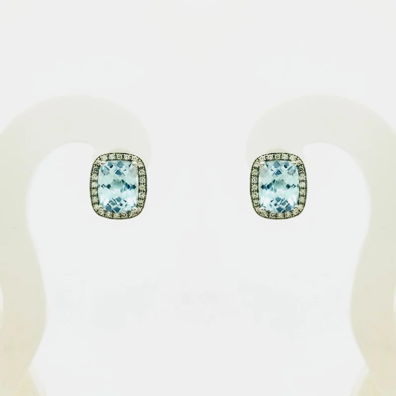 Crystal Drop Earrings For Elegant Look-9 kt White Gold and Blue Topaz Diamond Earrings