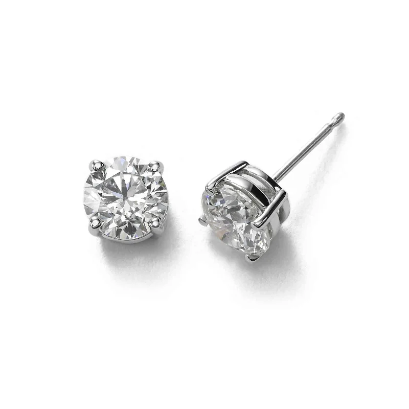 Handmade Gemstone Earrings For Special Events-Diamond Stud Earrings, 1.35 Carats Total, H/I/J-SI2, 14K White Gold