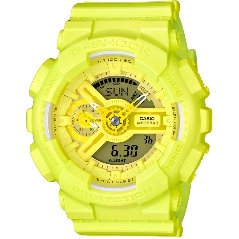 Watches For Bold Statement-Casio Women's Watch - G-Shock Analog-Digital Dial Yellow Resin Strap | GMAS110VC-9A