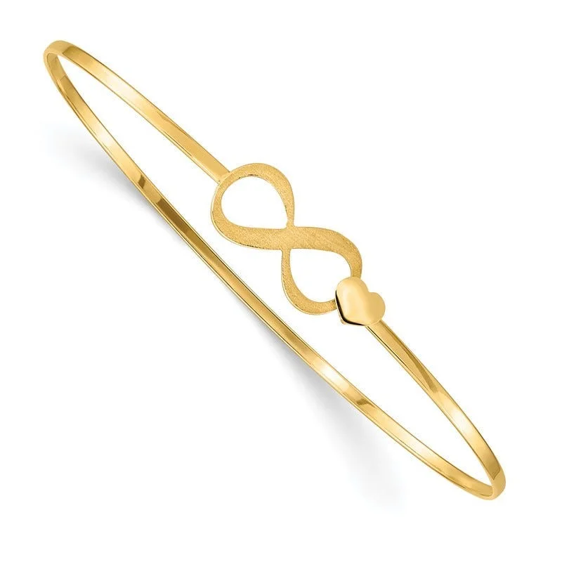 Bangles For Style Inspiration-14K Brushed and Polished Infinity Heart Flexible Bangle