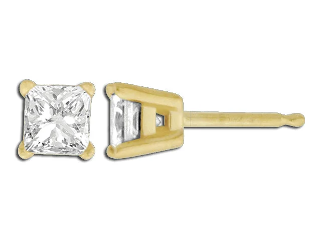 Colorful Earrings For Playful Fashion-14K Yellow Gold Diamond Princess Cut Earrings (1/2ctw)