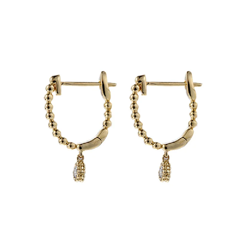 Classic Pearl Earrings For Vintage Style-14K Yellow Gold Diamond Hoop Earrings