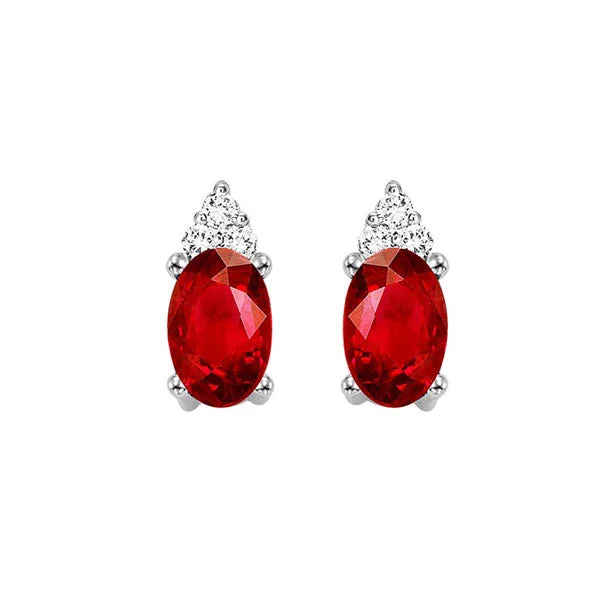 Creative Earrings For Artistic Expression-10K White Gold Garnet Diamond Stud Earrings