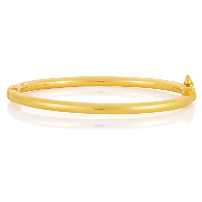 Bangles For Christmas Gifts-9ct Yellow Gold 3mm Hinged Polished Baby Bangle