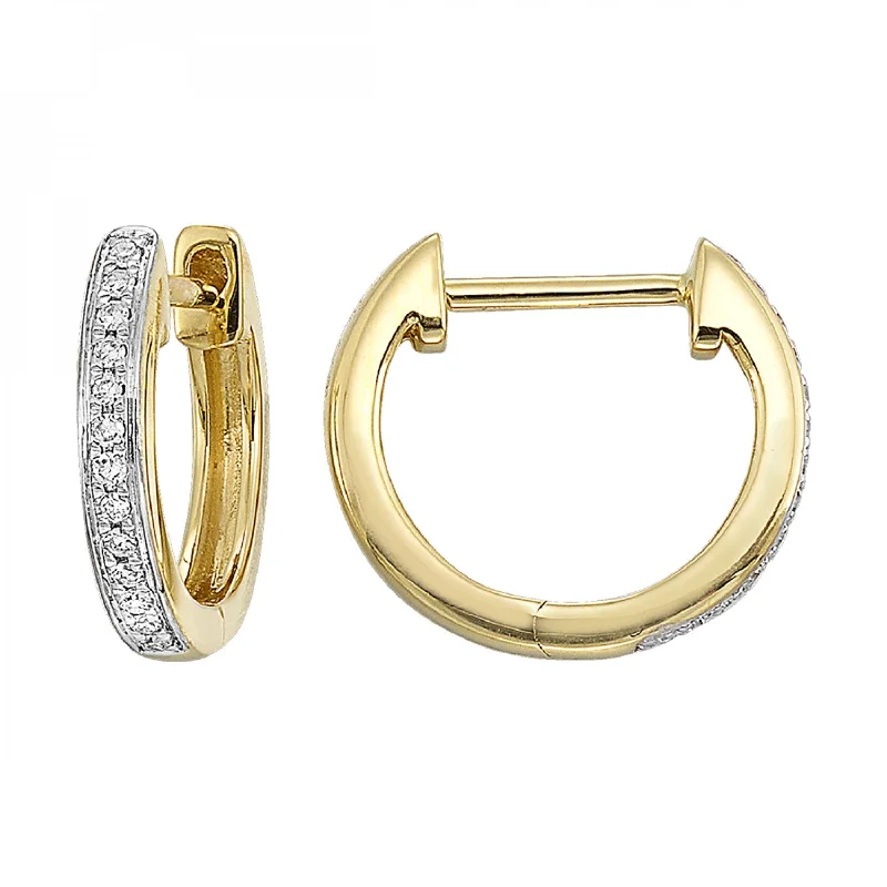 Luxury Diamond Earrings For Weddings-Gold and Diamond Huggie Hoop Earrings