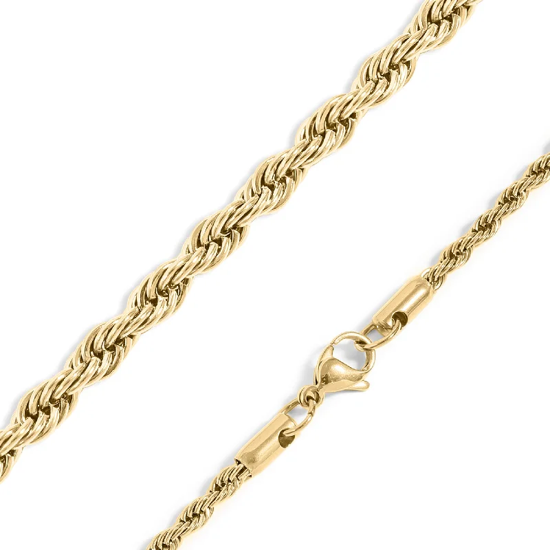 Sparkling Diamond Chain Necklaces For Elegant Look-18K Gold PVD Stainless Steel Rope Chain Necklace / CHN9702