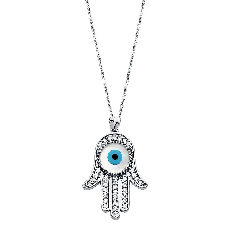 Birthstone Necklaces For Personalized Gifts-14K EVIL EYE HAMSA NECKLACE