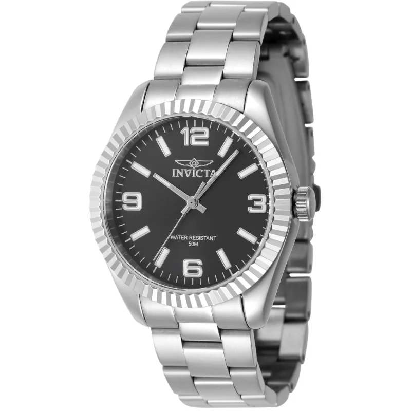 Watches For Feminine Touch-Invicta Women's Quartz Watch - Specialty Black Dial Silver Tone Bracelet | 47463