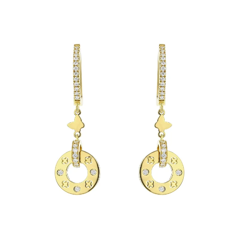 Silver Stud Earrings For Elegant Looks-Drop Earrings in Yellow Gold with Diamonds