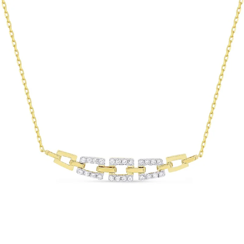 Classic Beaded Necklaces For Timeless Fashion-TWO-TONE GOLD AND DIAMOND NECKLACE, .34 CT TW