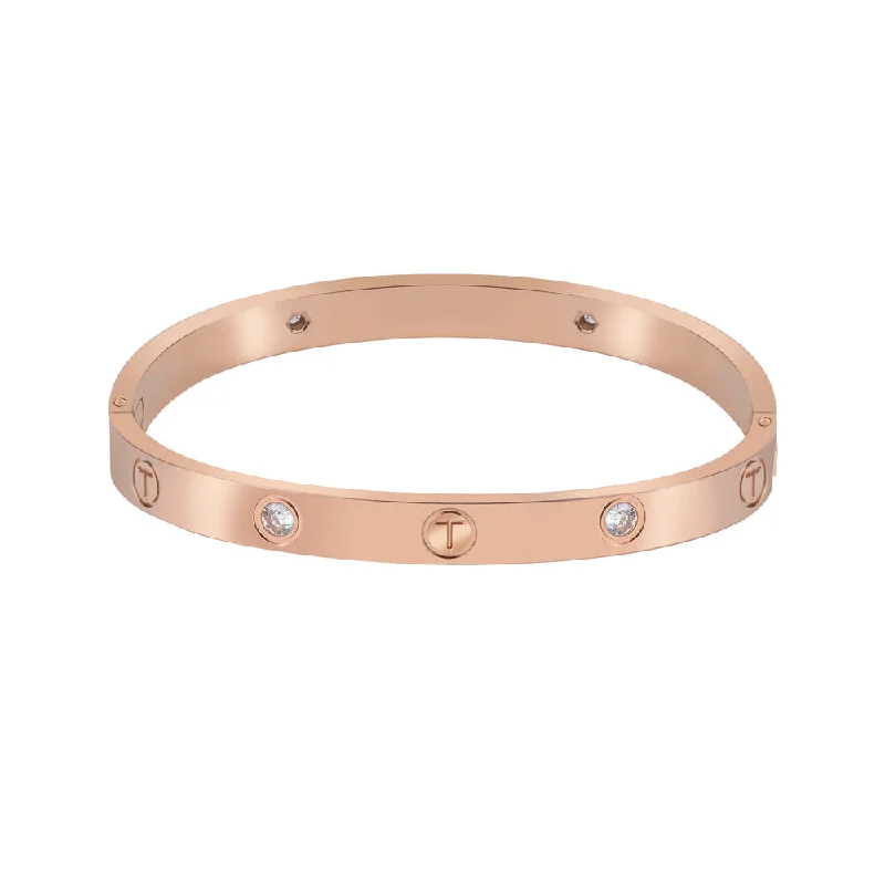 Bangles With Abstract Art-Women Rose Gold Bangle