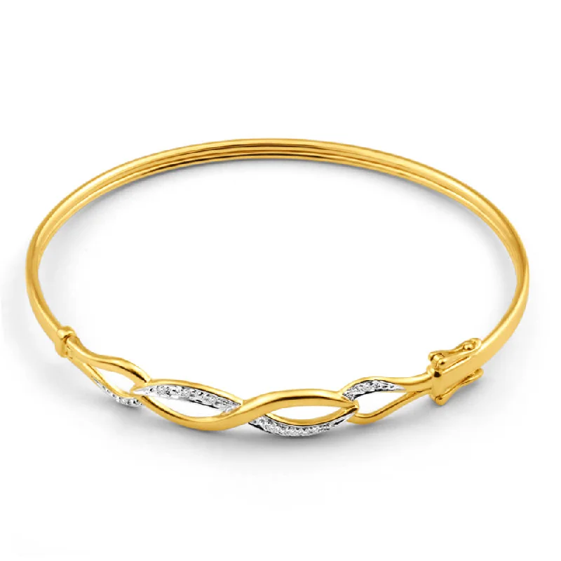 Bangles With Personalized Art-9ct Yellow Gold Diamond Bangle