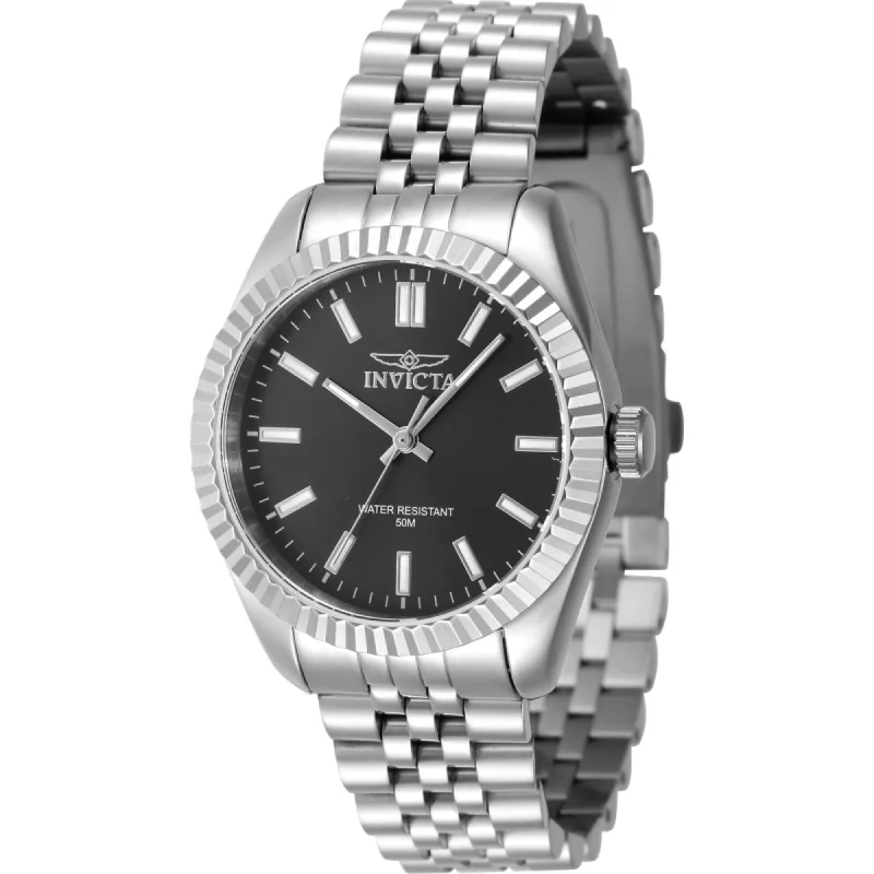 Watches For Dazzling Looks-Invicta Women's Watch - Specialty Black Dial Silver Steel Bracelet Quartz | 47494