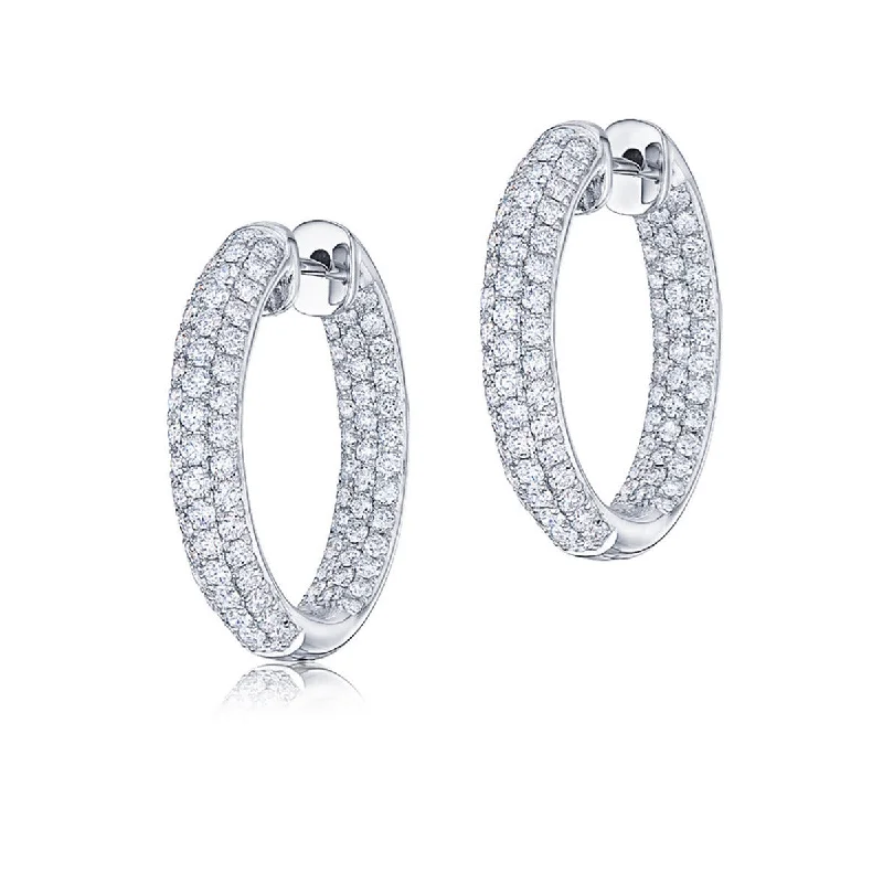 Classic Drop Earrings For Bridal Looks-Hoop Earrings with Pave Diamonds