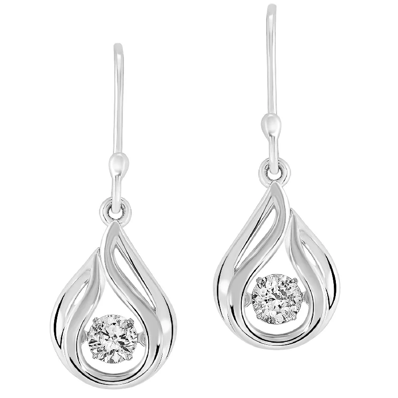 Customizable Earrings For Personal Touch-Rhythm of Love Teardrop Sterling Silver CZ Earrings