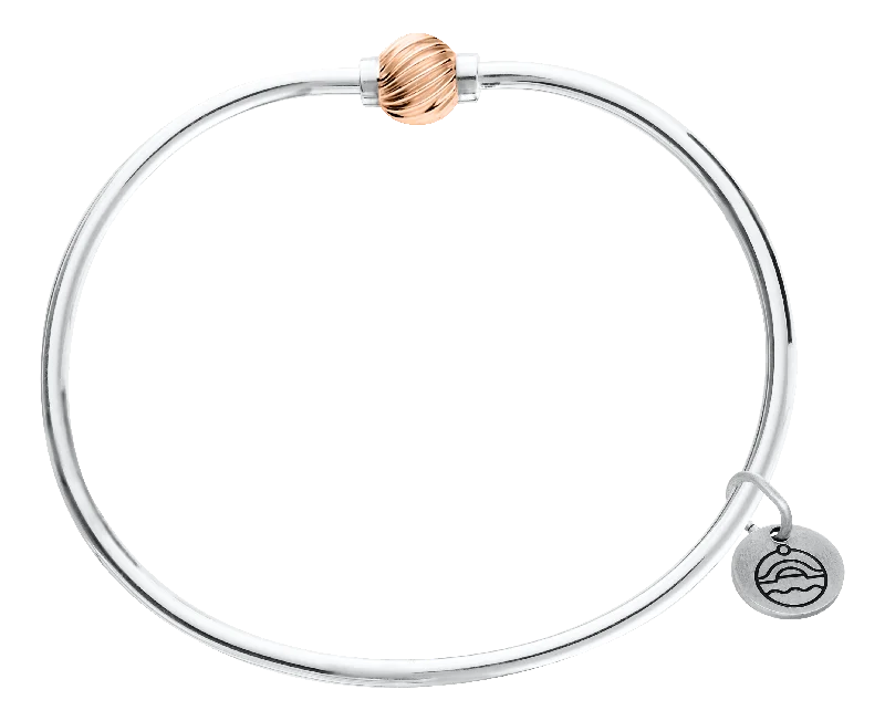 Bracelets For Party Fashion-Sterling Silver Cape Cod Bracelet with 14K Rose Gold Swirl Bead