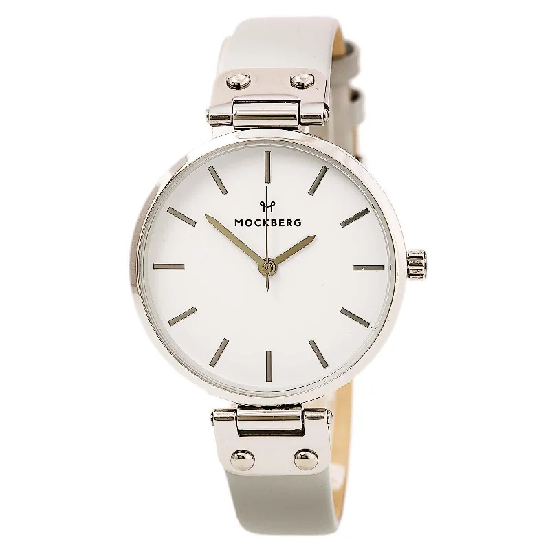 Watches For Office Wear-Mockberg MO1005 Women's Elsa Grey Leather Strap White Dial Quartz Watch