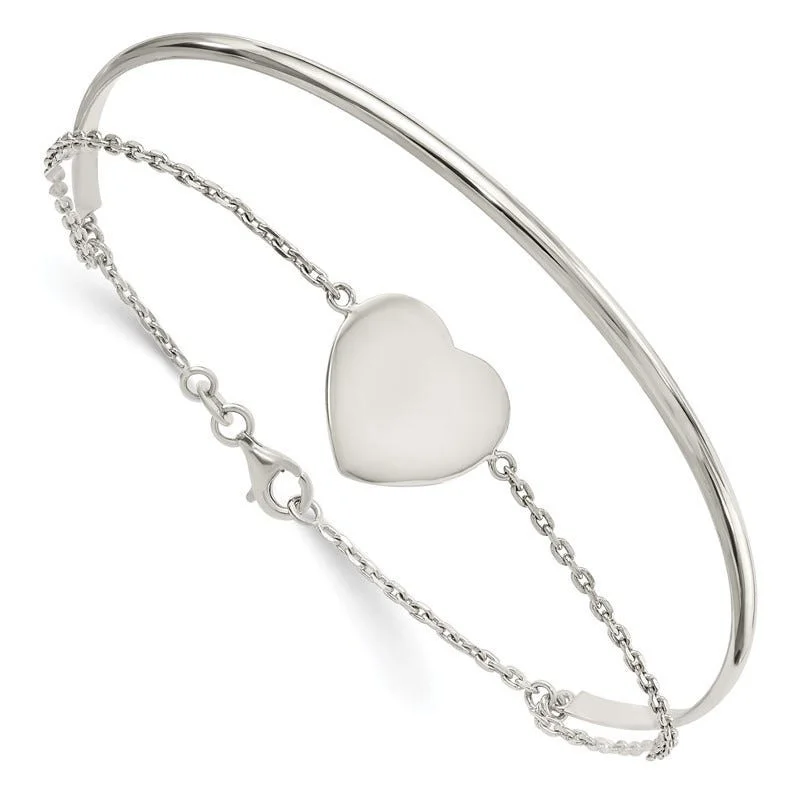 Bangles With Bright Colors-Sterling Silver Polished Heart Ring and Bangle