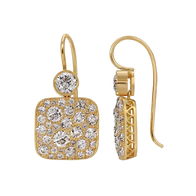 Beautiful Gold Earrings For Special Occasions-LARGE COBBLESTONE DOUBLE DROP EARRINGS