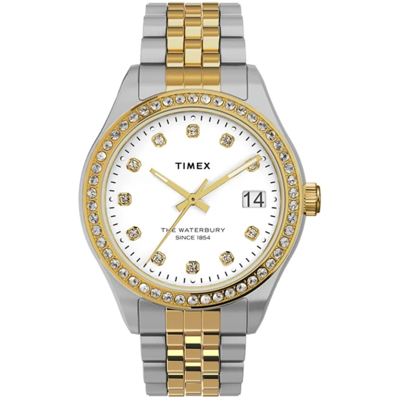 Watches For High-End Luxury-Timex Women's Watch - Waterbury White Dial Two Tone Steel Bracelet | TW2U53900VQ