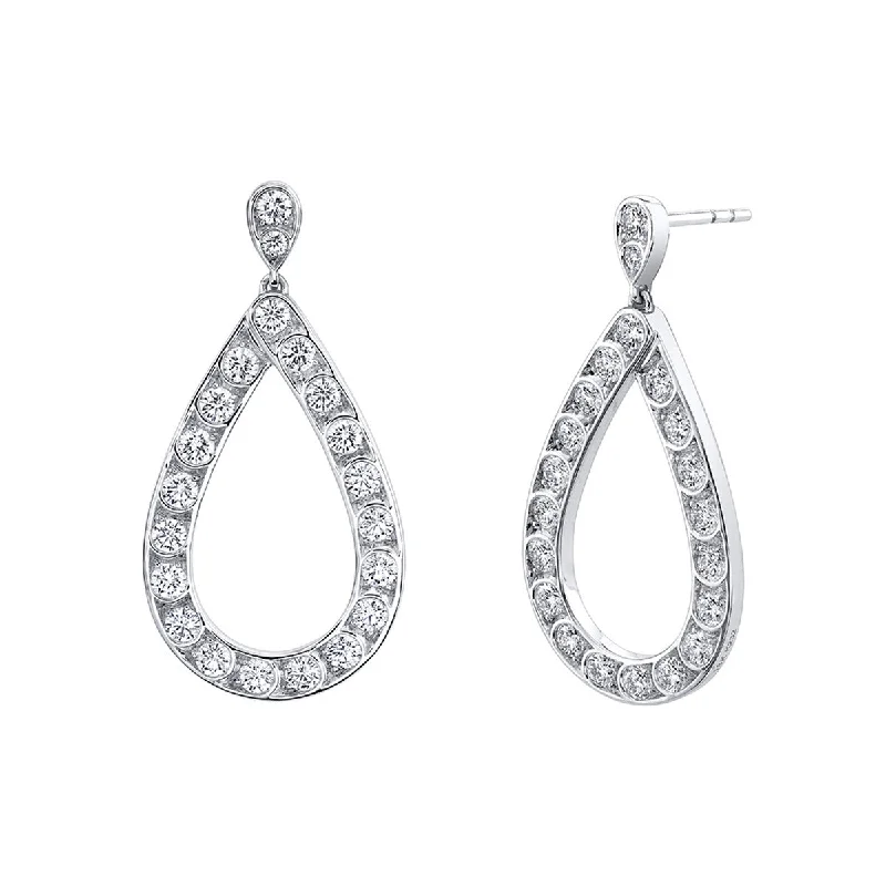 Elegant Drop Earrings For Bridal Jewelry-Diamond Scallop Artisan Tear Drop Earrings