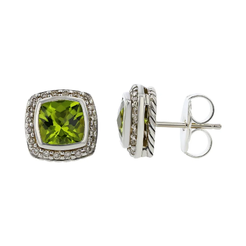 Custom Name Earrings For Personalized Gifts-David Yurman Albion Earrings with Peridot and Diamonds