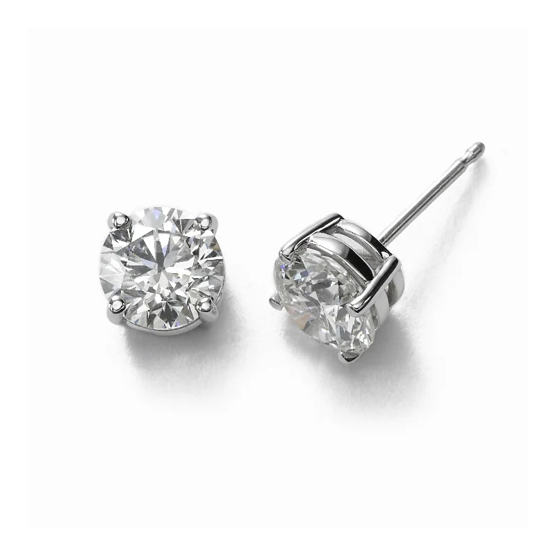 Fashionable Resin Earrings For Summer Look-Diamond Stud Earrings, 2 Carats Total, H/I-SI2/I1, 14K White Gold