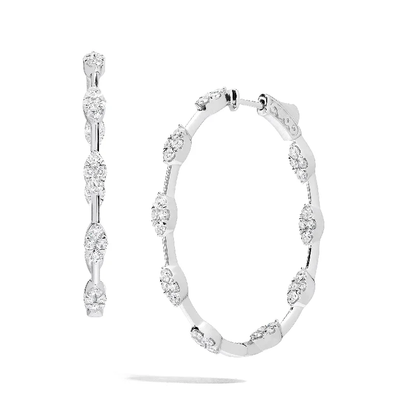 Luxury Diamond Earrings For Weddings-Robert Irwin Couture Fiori Marquise Bar Hoop Earrings