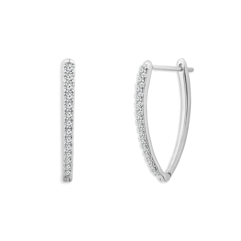 Large Resin Earrings For Bold Style-1/3 Ctw Diamond Hoop Earrings in White Gold