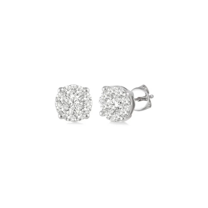 Sleek Gold Earrings For Classy Looks-14 Karat White Gold 1/4 Ctw Lovebright Diamond Earrings