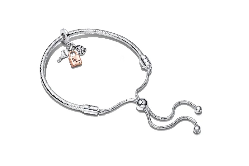 Bracelets With Gemstones-Padlock & Heart Bracelet Gift Set B802377