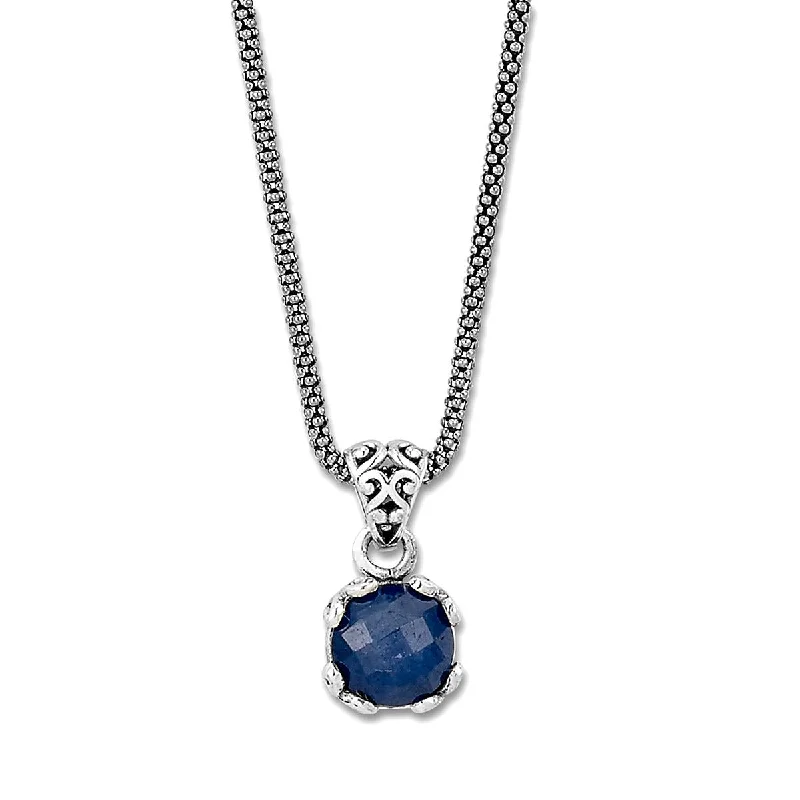 Fashionable Choker Necklaces For Summer Parties-SAMUEL B. SAPPHIRE PENDANT NECKLACE