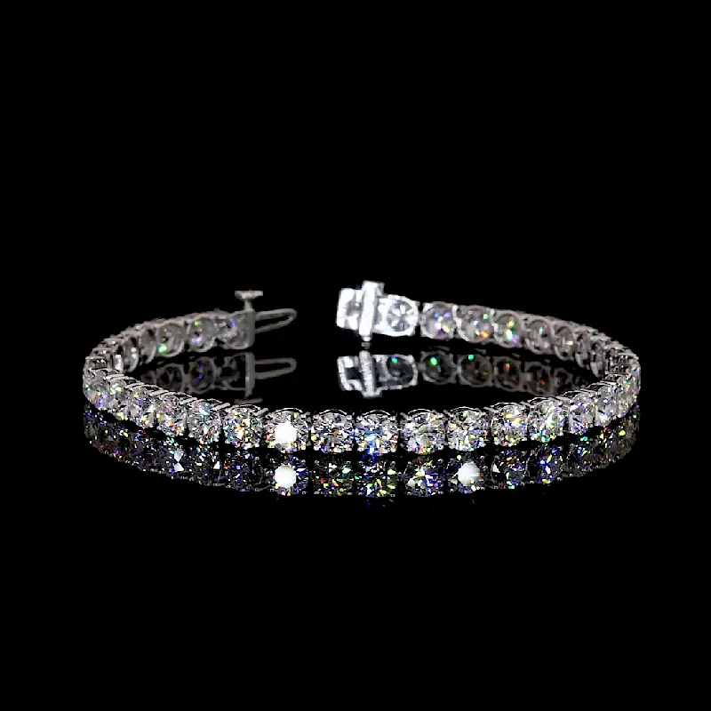 Bracelets With Square Shapes-14K White Gold Lab Grown Round Diamond Tennis Bracelet BC445