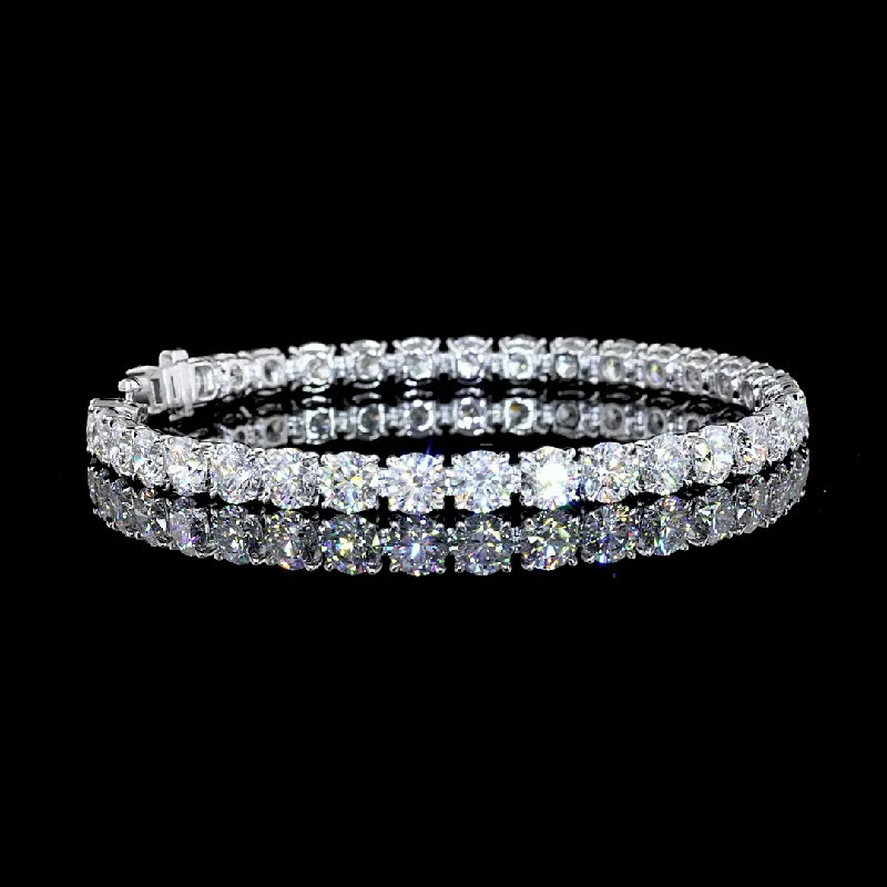 Bracelets With Round Designs-14K White Gold Lab Grown Round Diamond Tennis Bracelet BC1438