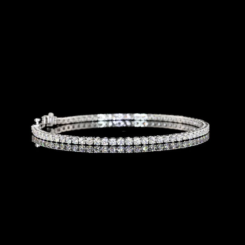 Bracelets For High Fashion-14K White Gold Lab Grown Round Diamond Tennis Bracelet BC959