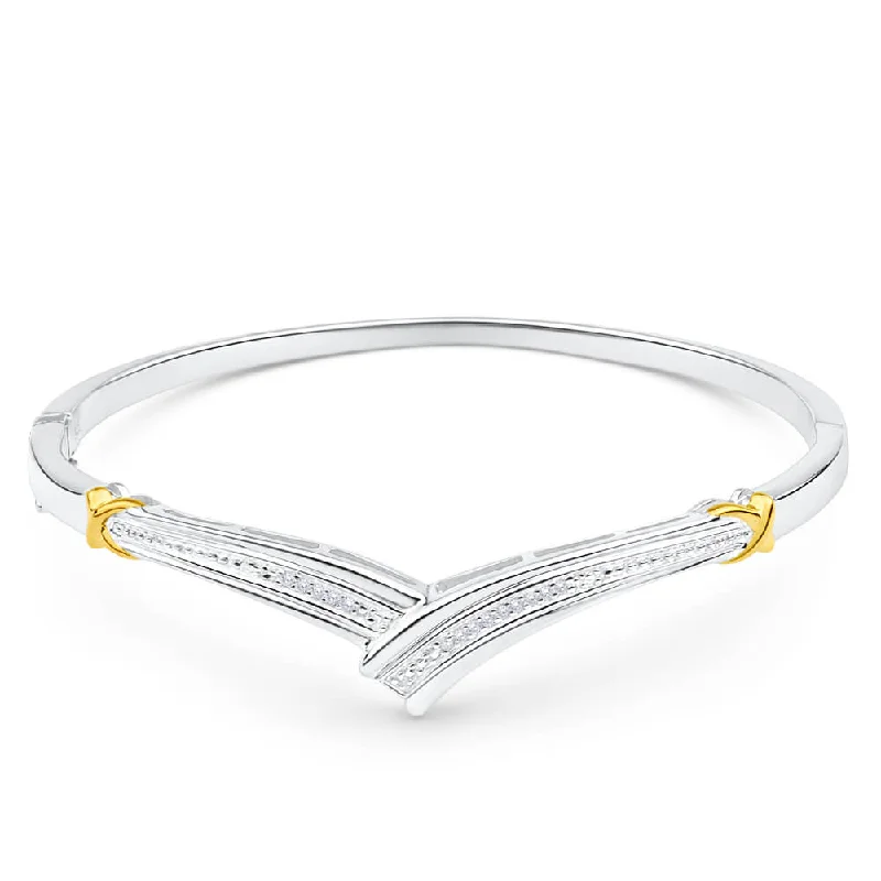 Bangles For Wedding Accessories-Sterling Silver Diamond Bead Bangle