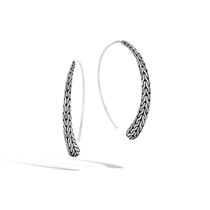 Customized Earrings For Personalized Touch-Classic Chain Silver Large Hoop Earrings