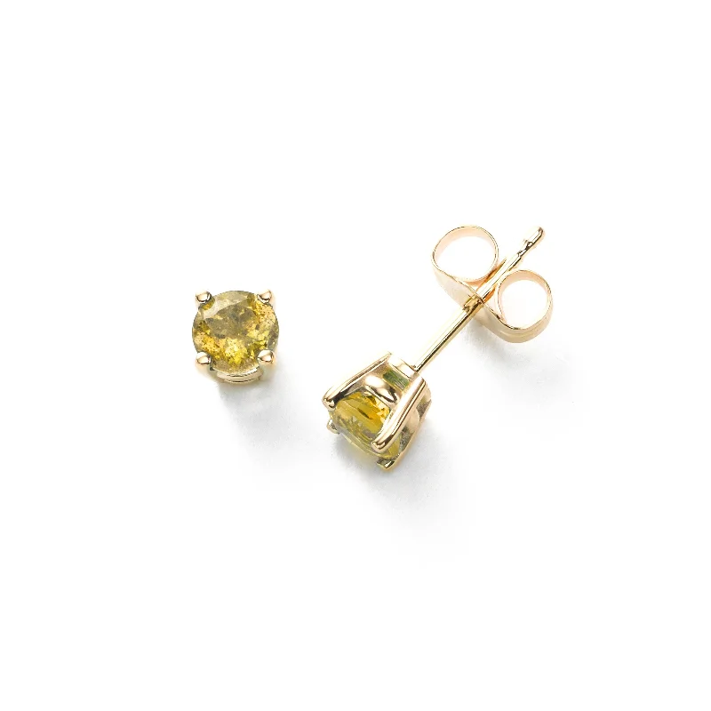 Unique Resin Drop Earrings For Bold Fashion-Yellow Sapphire Stud Earrings, 4MM, 14K Yellow Gold