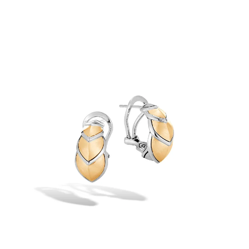 Trendy Resin Hoop Earrings For Bold Fashion-Legends Naga 18K Gold and Silver Buddha Belly Earrings in Brushed Finish