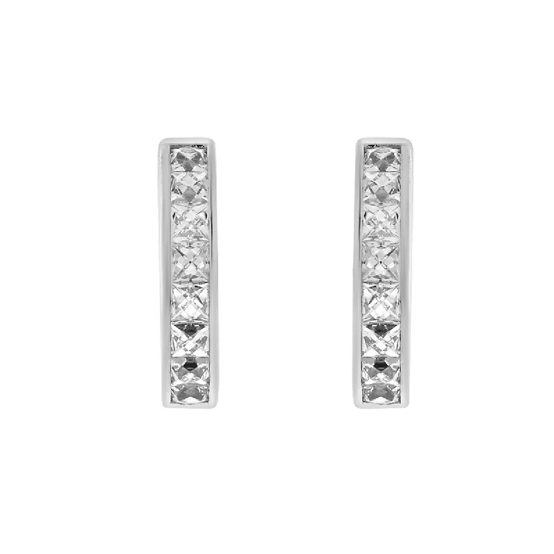 Trendy Gold Earrings For Women’s Fashion-French Cut Diamond Hoop Earrings